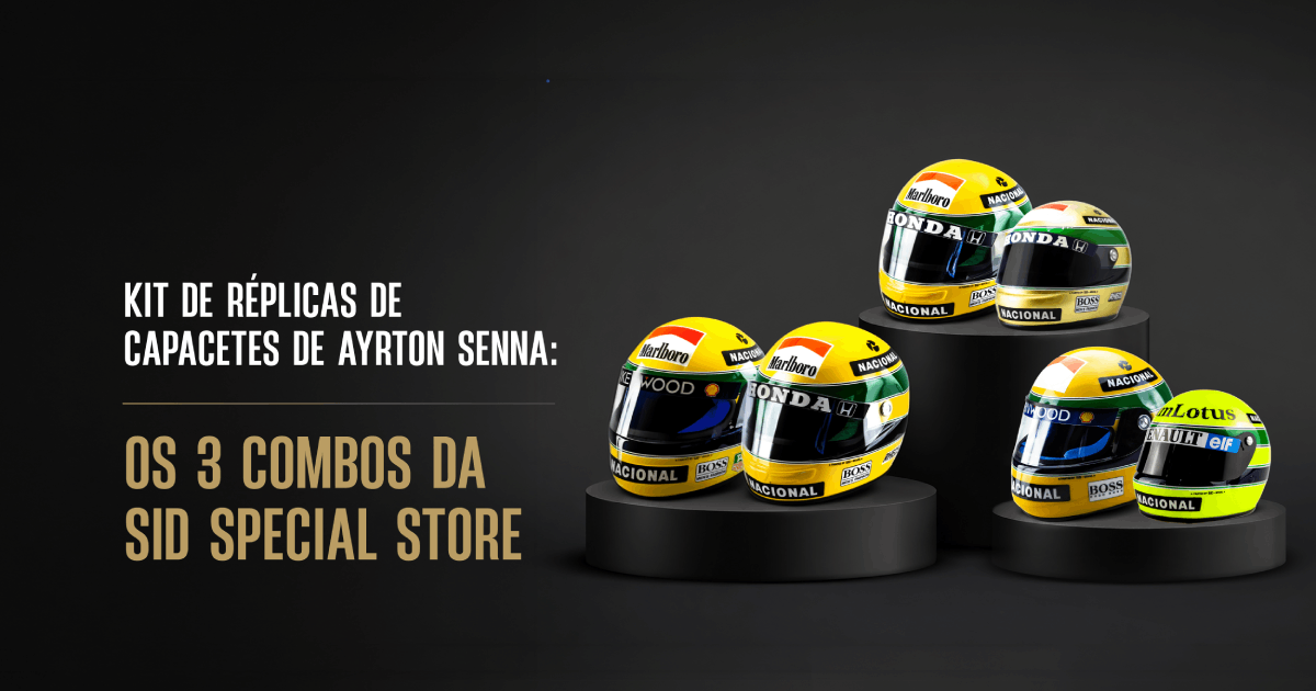 Kits de réplicas de capacetes de Ayrton Senna: os 3 combos da Sennashop